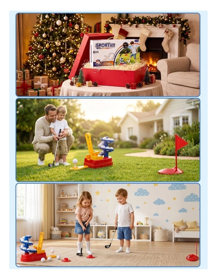 Keezi Kids Golf Toy Set 20 Balls 3 Adjustable Clubs Foot Pedal Ball Launcher Ages 3-8 image 5