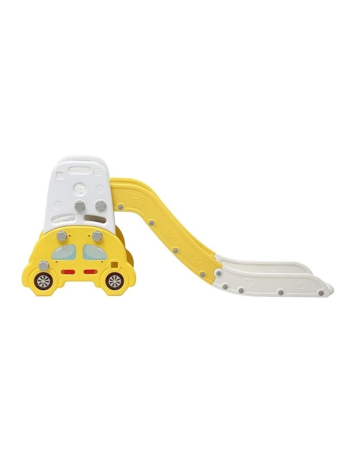 Keezi Kids Slide Set Toddler Indoor Playset Bookshelf Drawing Board Yellow image 3