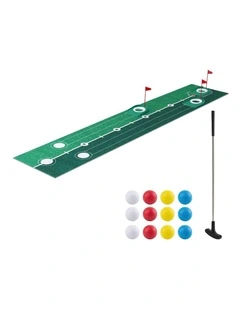 Keezi Kids Golf Putting Game Set Club Putting Mat 12 Balls 3 Target Holes Ages 3-8