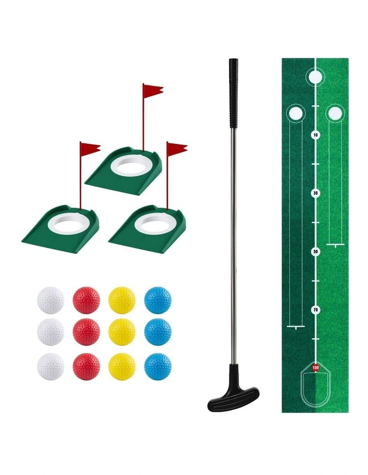 Keezi Kids Golf Putting Game Set Club Putting Mat 12 Balls 3 Target Holes Ages 3-8 image 3