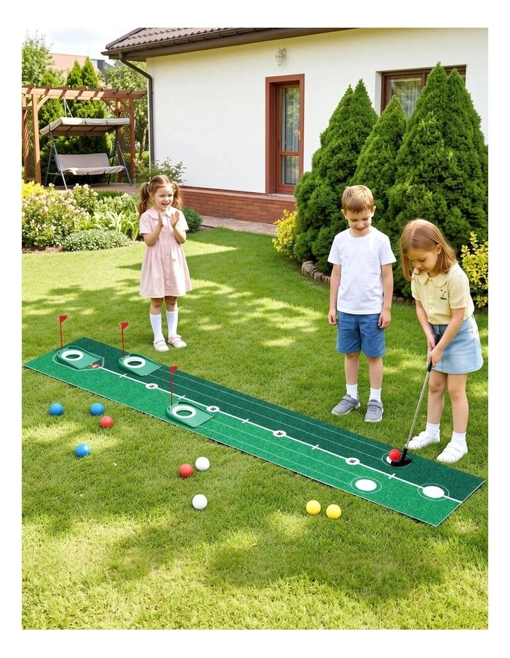 Keezi Kids Golf Putting Game Set Club Putting Mat 12 Balls 3 Target Holes Ages 3-8 image 4
