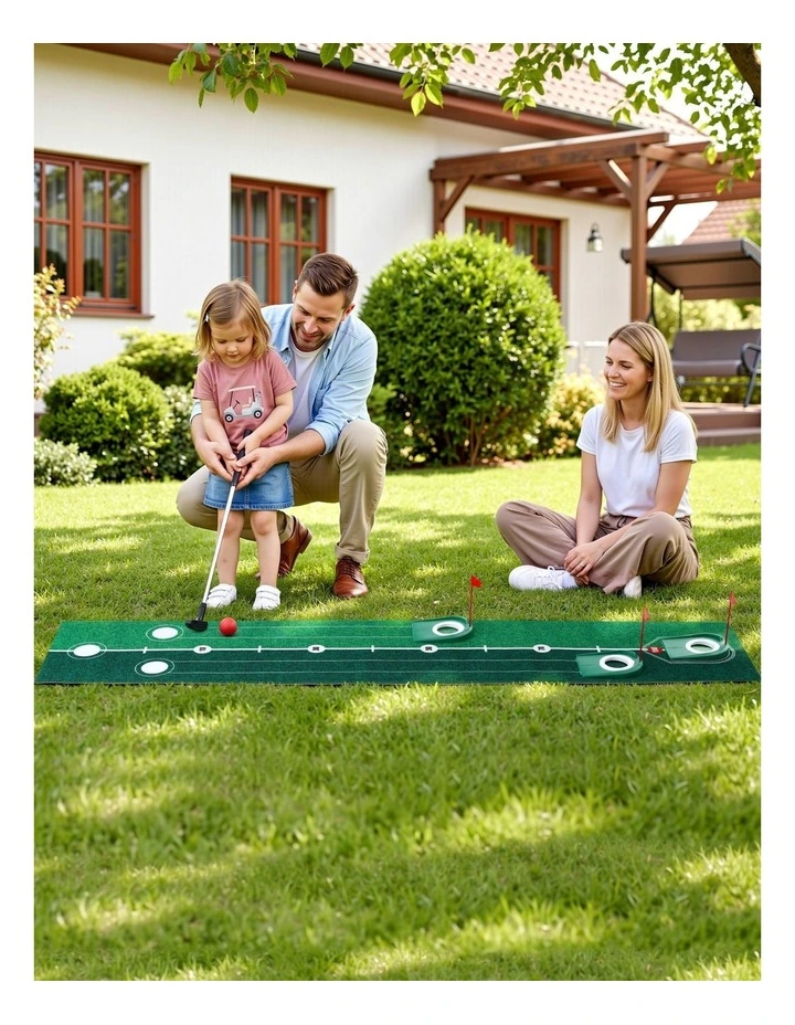 Keezi Kids Golf Putting Game Set Club Putting Mat 12 Balls 3 Target Holes Ages 3-8 image 5