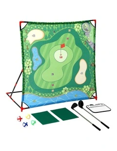 Keezi Kids Golf Chipping Game Set 24 Sticky Balls Adjustable Club 2 Hitting Mats Ages 3-12