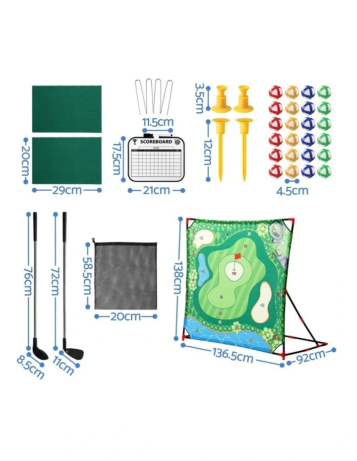 Keezi Kids Golf Chipping Game Set 24 Sticky Balls Adjustable Club 2 Hitting Mats Ages 3-12 image 2