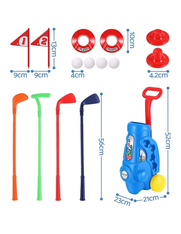 Keezi Kids Golf Set Toddler Club Set Pull Cart Indoor Outdoor Backyard Mini Toy Ages 2-6 image 2