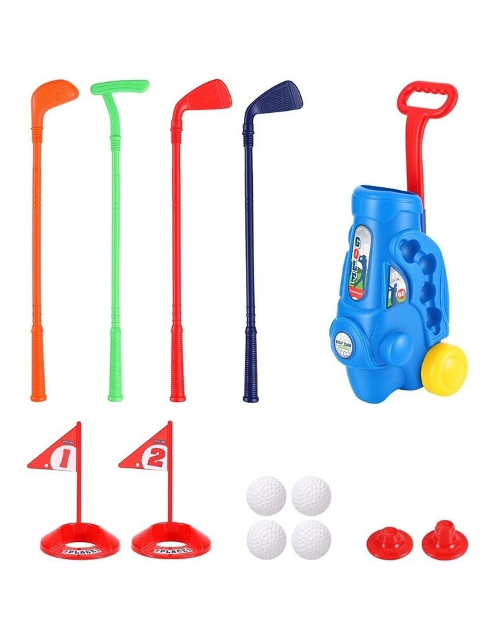 Keezi Kids Golf Set Toddler Club Set Pull Cart Indoor Outdoor Backyard Mini Toy Ages 2-6 image 3