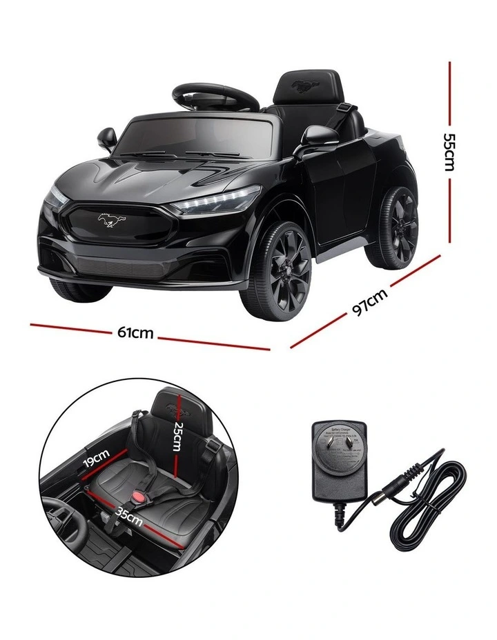 Kids Ride On Car 12V Licensed Ford Electric Toy with Remote Control Horn Music 97x61cm Black image 2