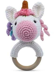 Unicorn White Ring Rattle