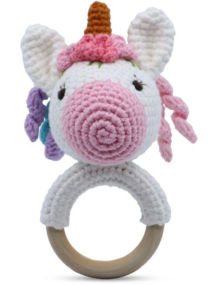 Unicorn White Ring Rattle image 1