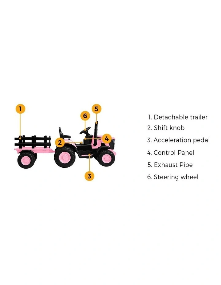 Mazam 156cm Kids Ride On Car Tractor 12V Remote Control Electric Gift Toy Pink image 6