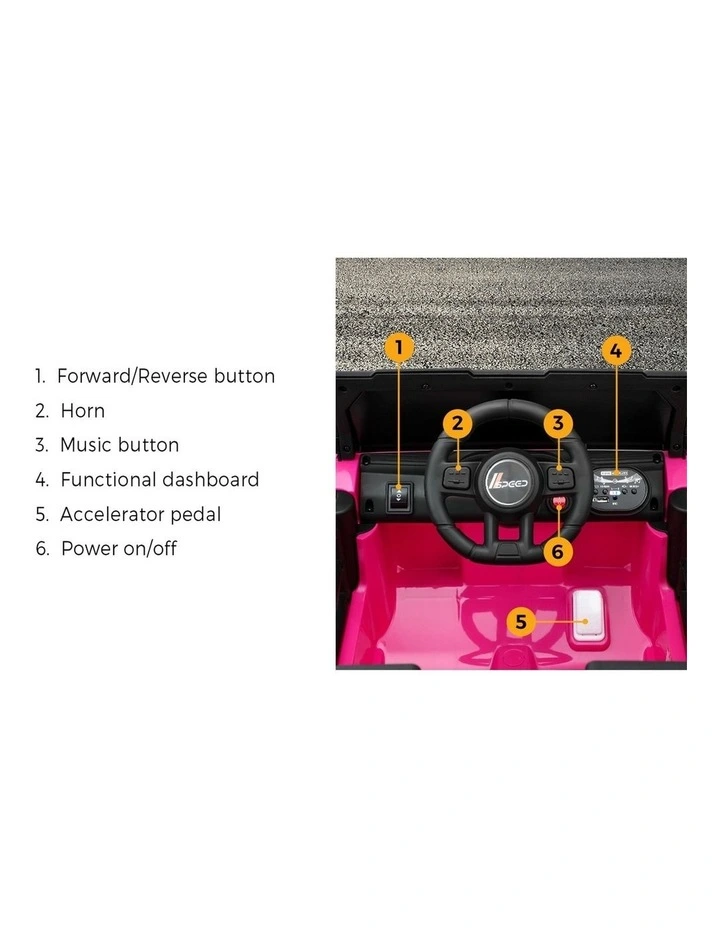 Mazam 12V Kids Ride On Car Remote Control Electric Toy Horn Music Car Pink image 7
