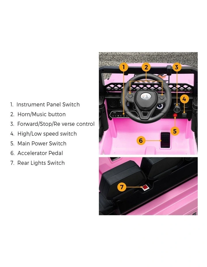 Mazam Ride on Car 12V Kids Electric Bluetooth Remote Control Battery Toy Pink image 7