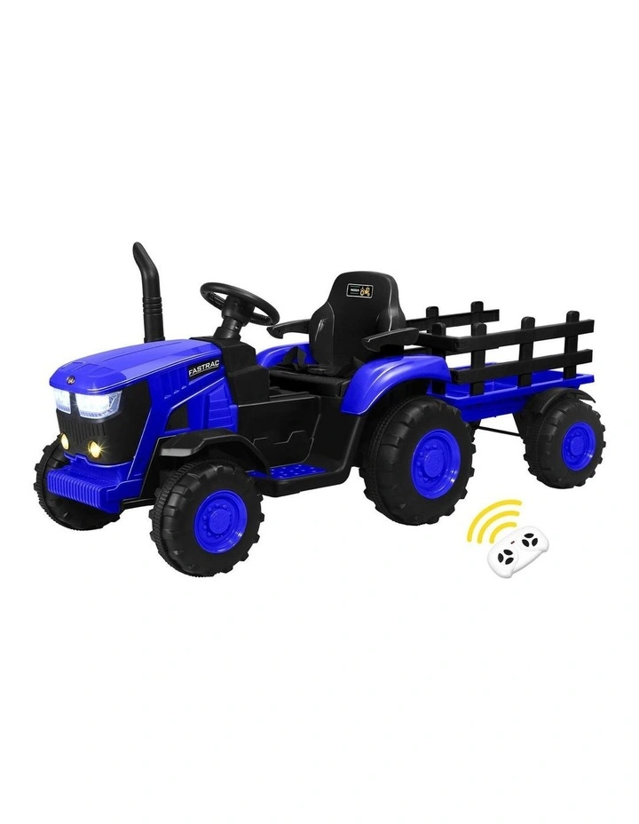 Mazam 156cm Kids Ride On Car Tractor Trailer 12V Remote Electric Toddlers Toy Blue image 1