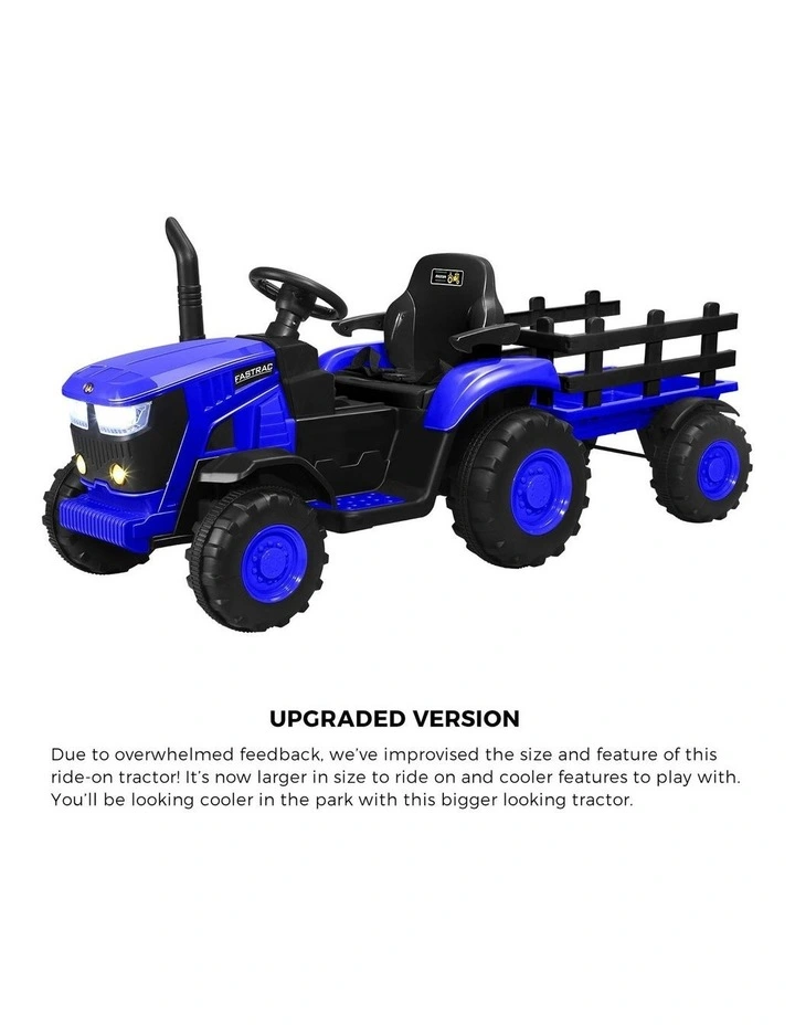 Mazam 156cm Kids Ride On Car Tractor Trailer 12V Remote Electric Toddlers Toy Blue image 5