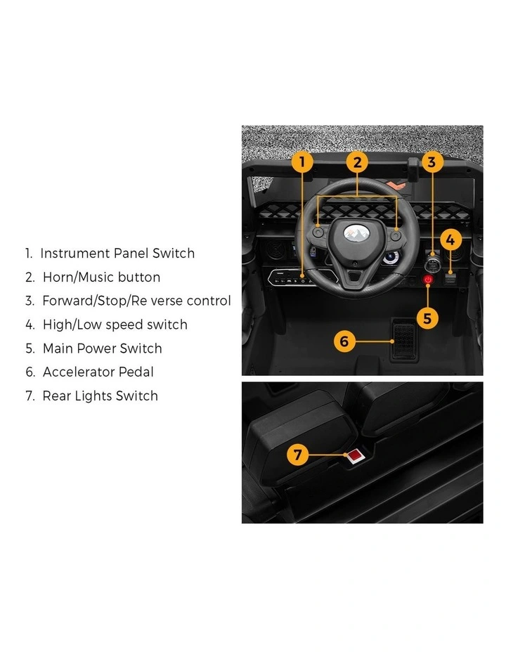 Mazam Ride on Car 12V Kids Electric Bluetooth Remote Control Cars Toy Gift Black image 7