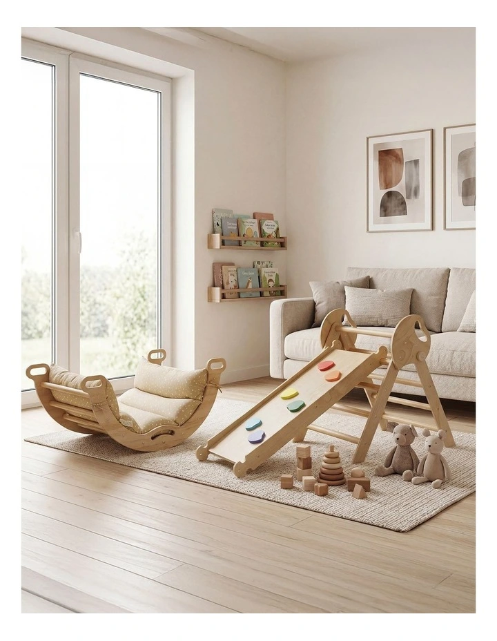 BoPeep Kids Climbing Toys Sets Toddler Toys Triangle Arch Climber Indoor Natural image 7