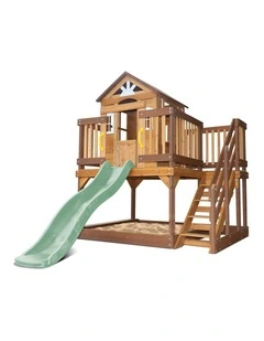 Lifespan Kids Silverton Cubby House with 1.8m Slide (Pastel Green)