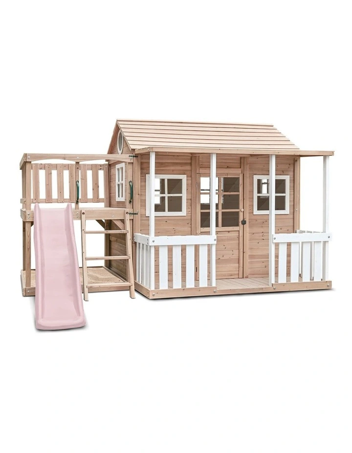 Lifespan Kids Finley Cubby House with 1.8m Slide (Pastel Pink) image 1