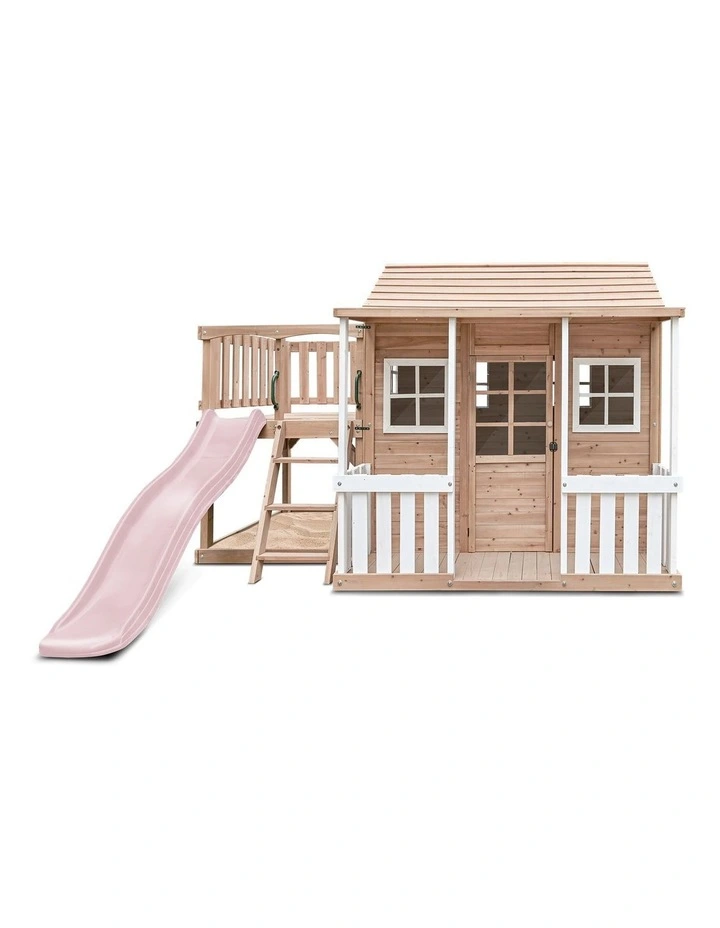 Lifespan Kids Finley Cubby House with 1.8m Slide (Pastel Pink) image 2