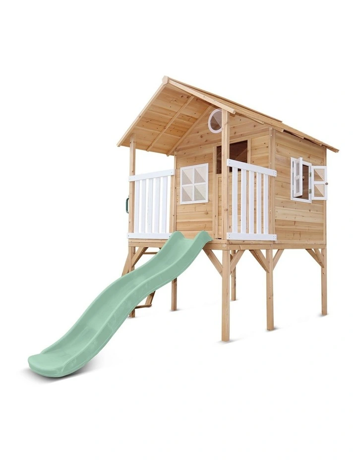 Lifespan Kids Archie Cubby House (Elevated) with 1.8m Slide (Pastel Green) image 2