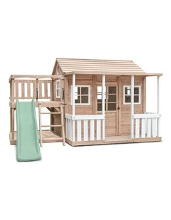 Lifespan Kids Finley Cubby House with 1.8m Slide (Pastel Green)