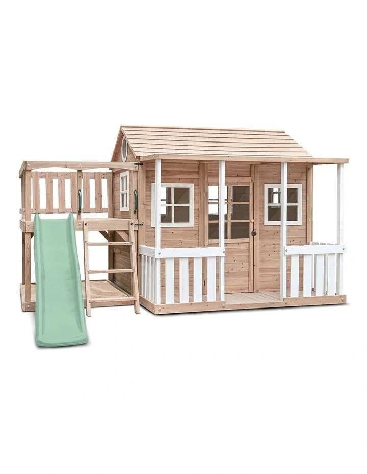 Lifespan Kids Finley Cubby House with 1.8m Slide (Pastel Green) image 1