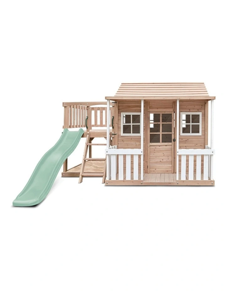 Lifespan Kids Finley Cubby House with 1.8m Slide (Pastel Green) image 2