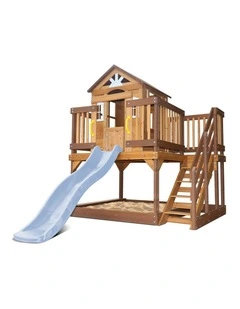 Lifespan Kids Silverton Cubby House with 1.8m Slide (Pastel Blue)