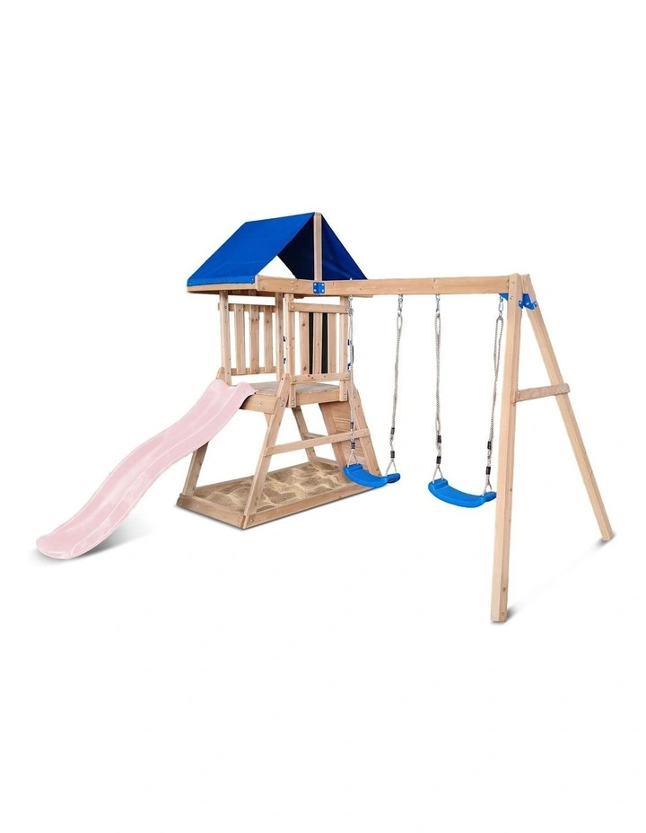 Lifespan Kids Hazelbrook Swing Set & Play Centre with 1.8m Slide (Pastel Pink) image 1