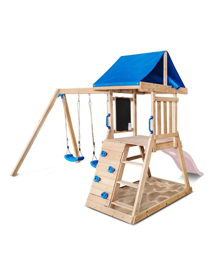 Lifespan Kids Hazelbrook Swing Set & Play Centre with 1.8m Slide (Pastel Pink) image 2