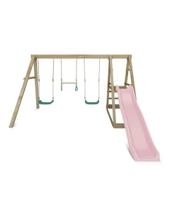 Lifespan Kids Winston Swing Set with Climb & 1.8m Slide (Pastel Pink)