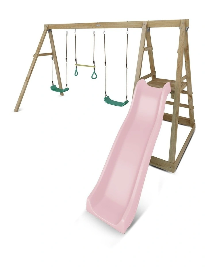 Lifespan Kids Winston Swing Set with Climb & 1.8m Slide (Pastel Pink) image 2