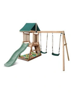 Lifespan Kids Greenvale Swing Set & Play Centre with 1.8m Slide (Pastel Green)