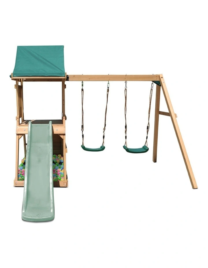 Lifespan Kids Greenvale Swing Set & Play Centre with 1.8m Slide (Pastel Green) image 2