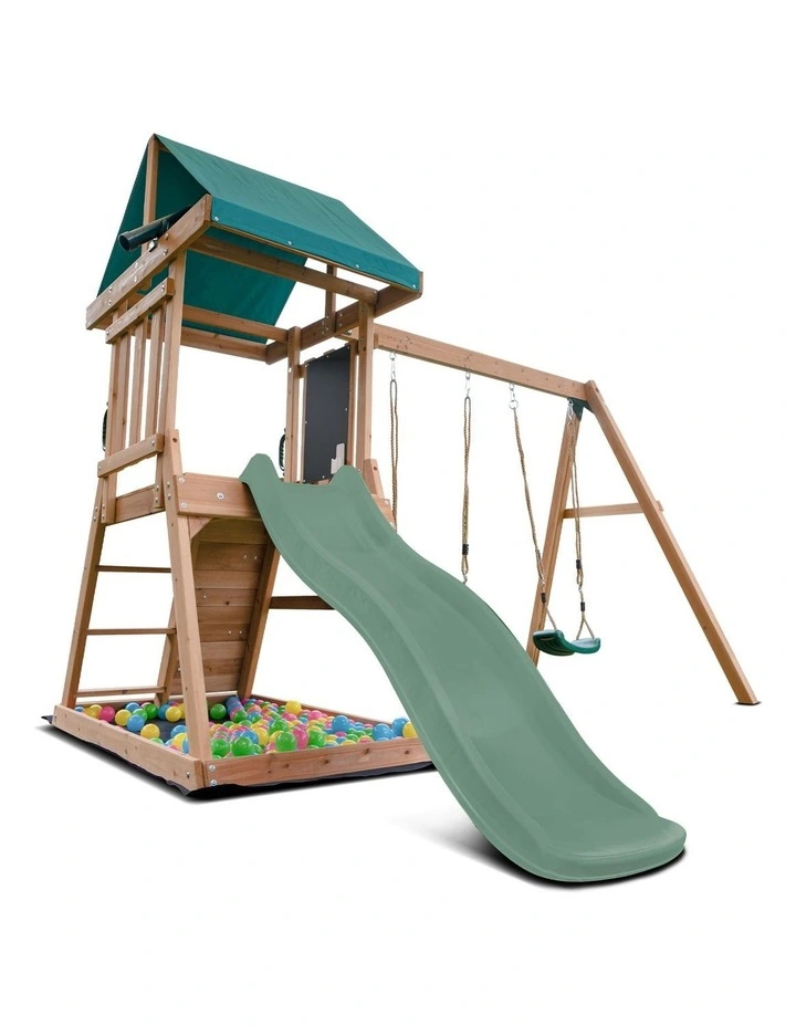 Lifespan Kids Greenvale Swing Set & Play Centre with 1.8m Slide (Pastel Green) image 3