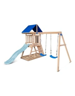 Lifespan Kids Hazelbrook Swing Set & Play Centre with 1.8m Slide (Pastel Blue)