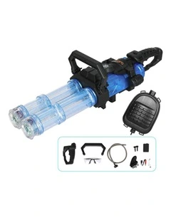 Automatic Electric Gatling Dual-Barrel Water Gun LED Kids Blue