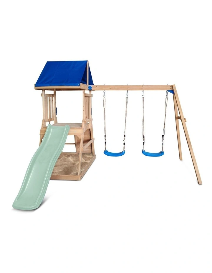 Lifespan Kids Hazelbrook Swing Set & Play Centre with 1.8m Slide (Pastel Green) image 3