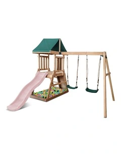 Lifespan Kids Greenvale Swing Set & Play Centre with 1.8m Slide (Pastel Pink)