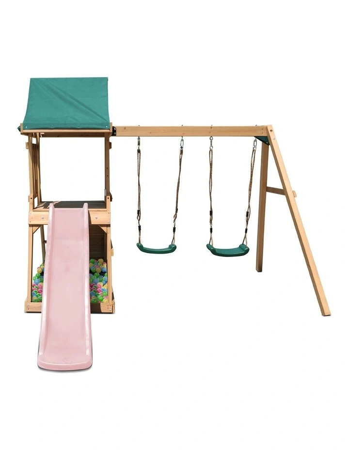 Lifespan Kids Greenvale Swing Set & Play Centre with 1.8m Slide (Pastel Pink) image 2