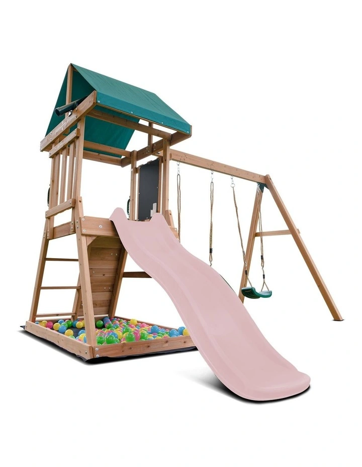 Lifespan Kids Greenvale Swing Set & Play Centre with 1.8m Slide (Pastel Pink) image 3