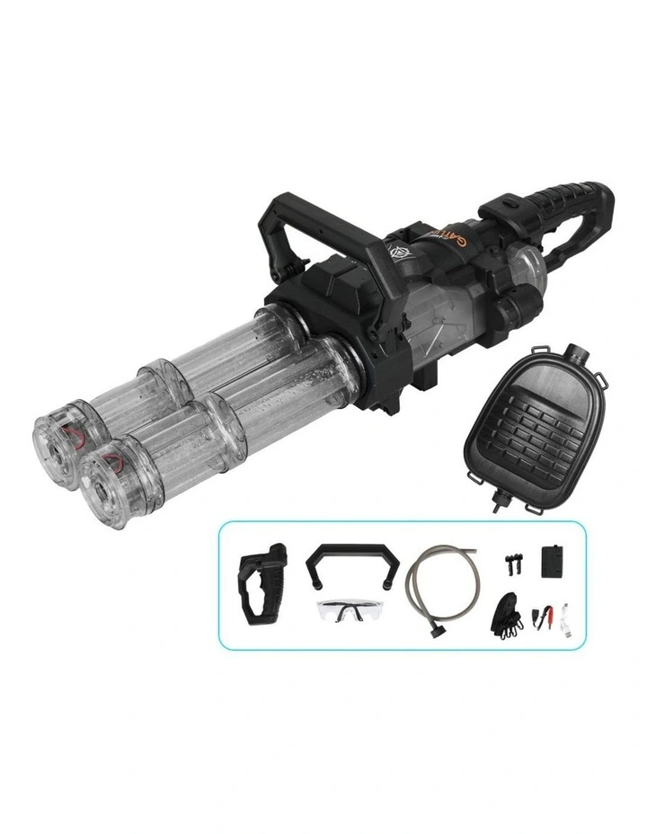 Automatic Electric Gatling Dual-Barrel Water Gun LED Kids Black image 1