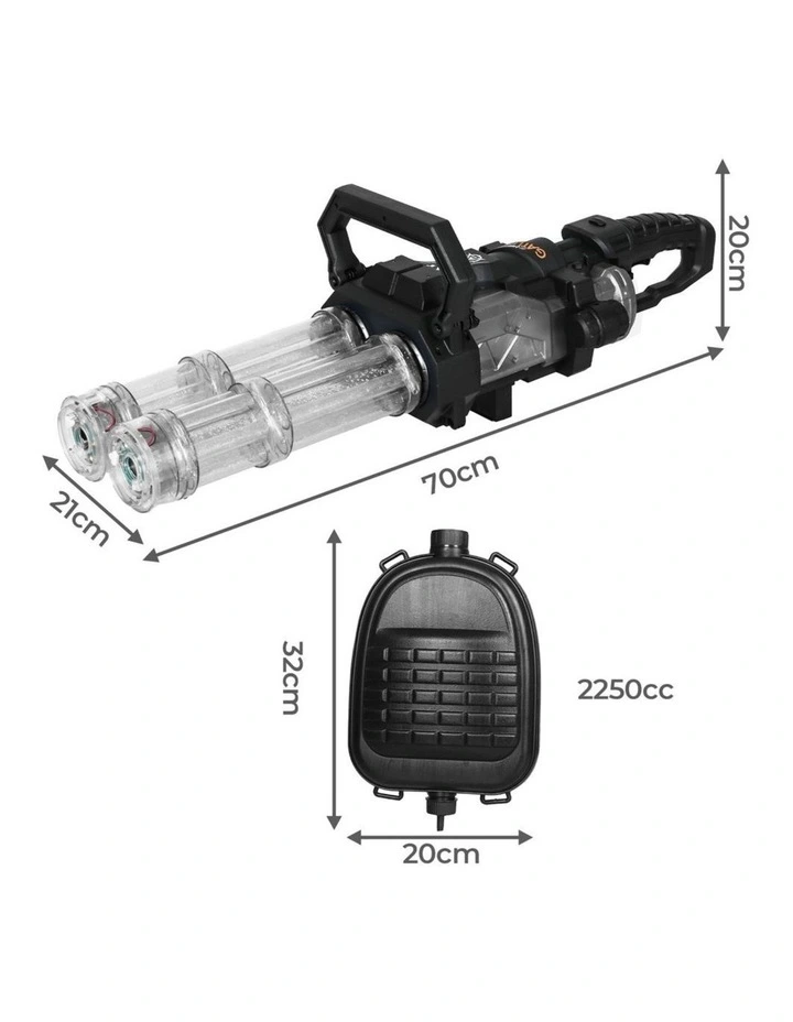 Automatic Electric Gatling Dual-Barrel Water Gun LED Kids Black image 3