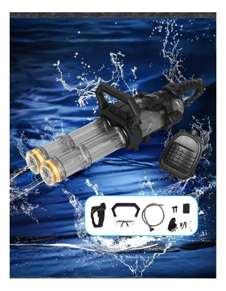 Automatic Electric Gatling Dual-Barrel Water Gun LED Kids Black image 7