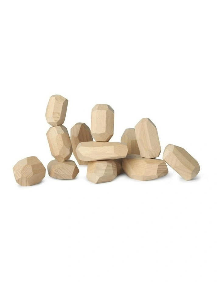14pc Kinderfeets Stacking Stones Kids Wooden Toy Fun Activity Play Natural 2 image 1