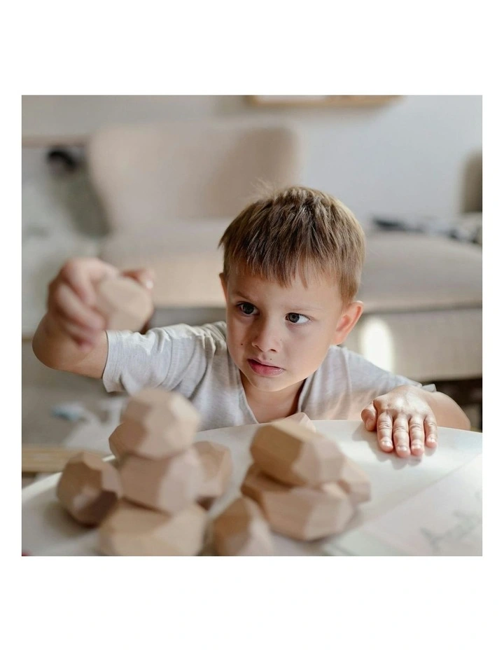 14pc Kinderfeets Stacking Stones Kids Wooden Toy Fun Activity Play Natural 2 image 3