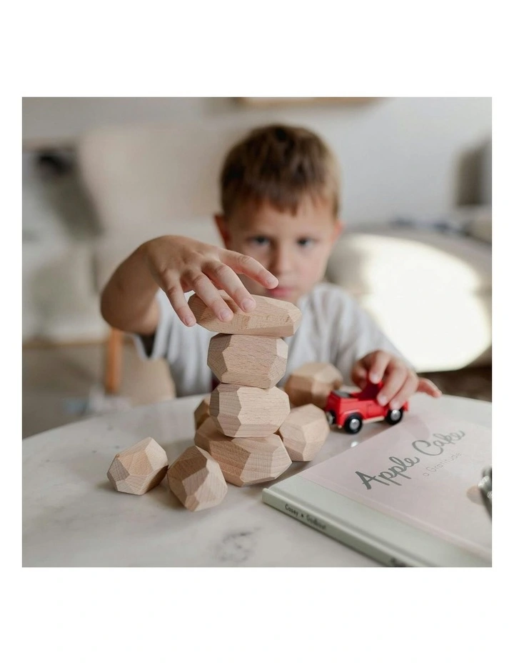 14pc Kinderfeets Stacking Stones Kids Wooden Toy Fun Activity Play Natural 2 image 5