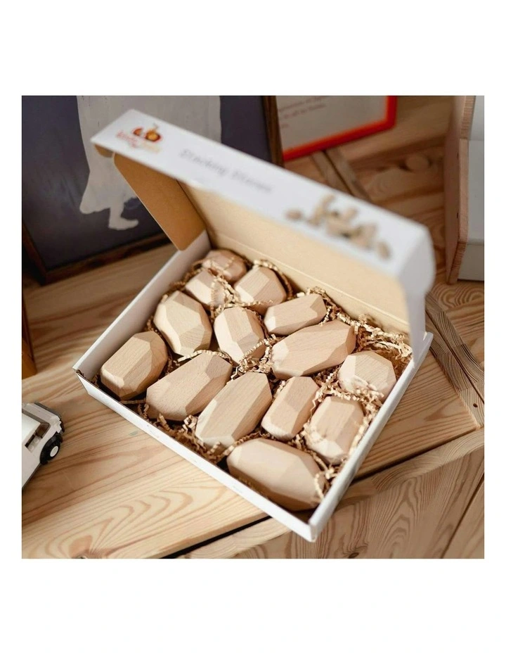 14pc Kinderfeets Stacking Stones Kids Wooden Toy Fun Activity Play Natural 2 image 6