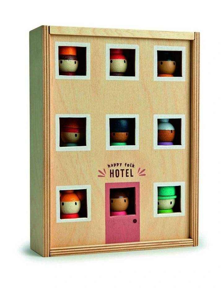 9pc Tender Leaf Toys 19.5cm Happy Folk Hotel Wooden Toy Set w/ Shelf Kids 3y image 2