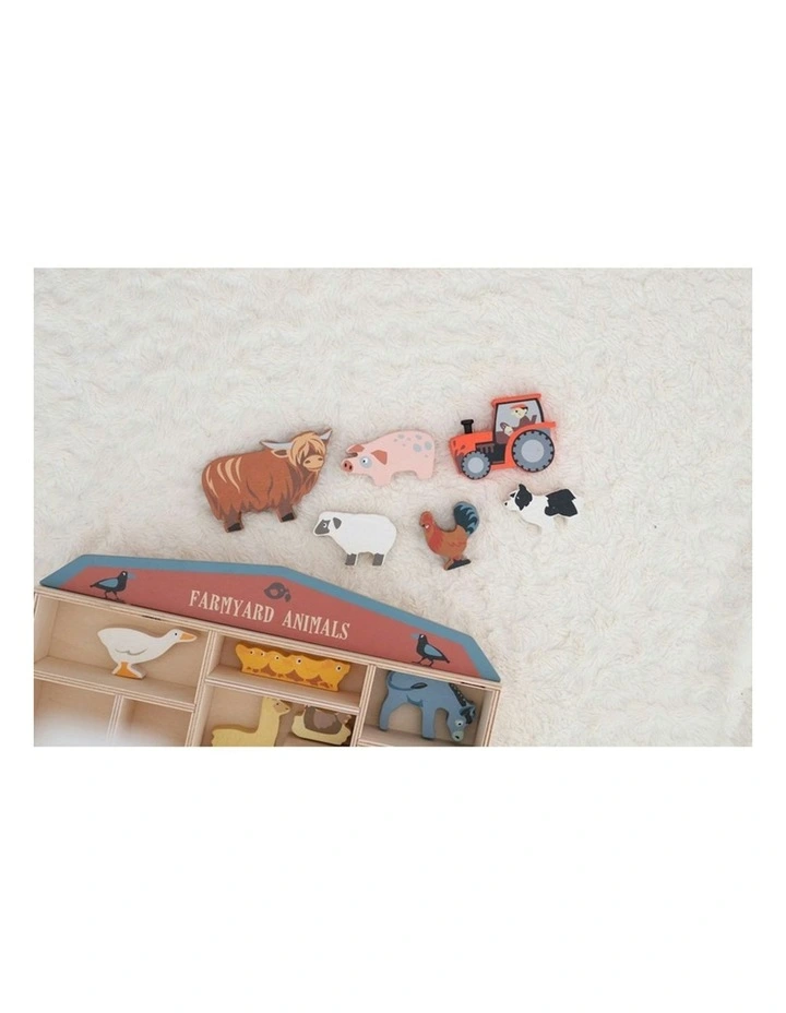 13pc Tender Leaf Toys 36cm Farmyard Animal Wood Toy Set w/Display Shelf Kids 3y  image 2